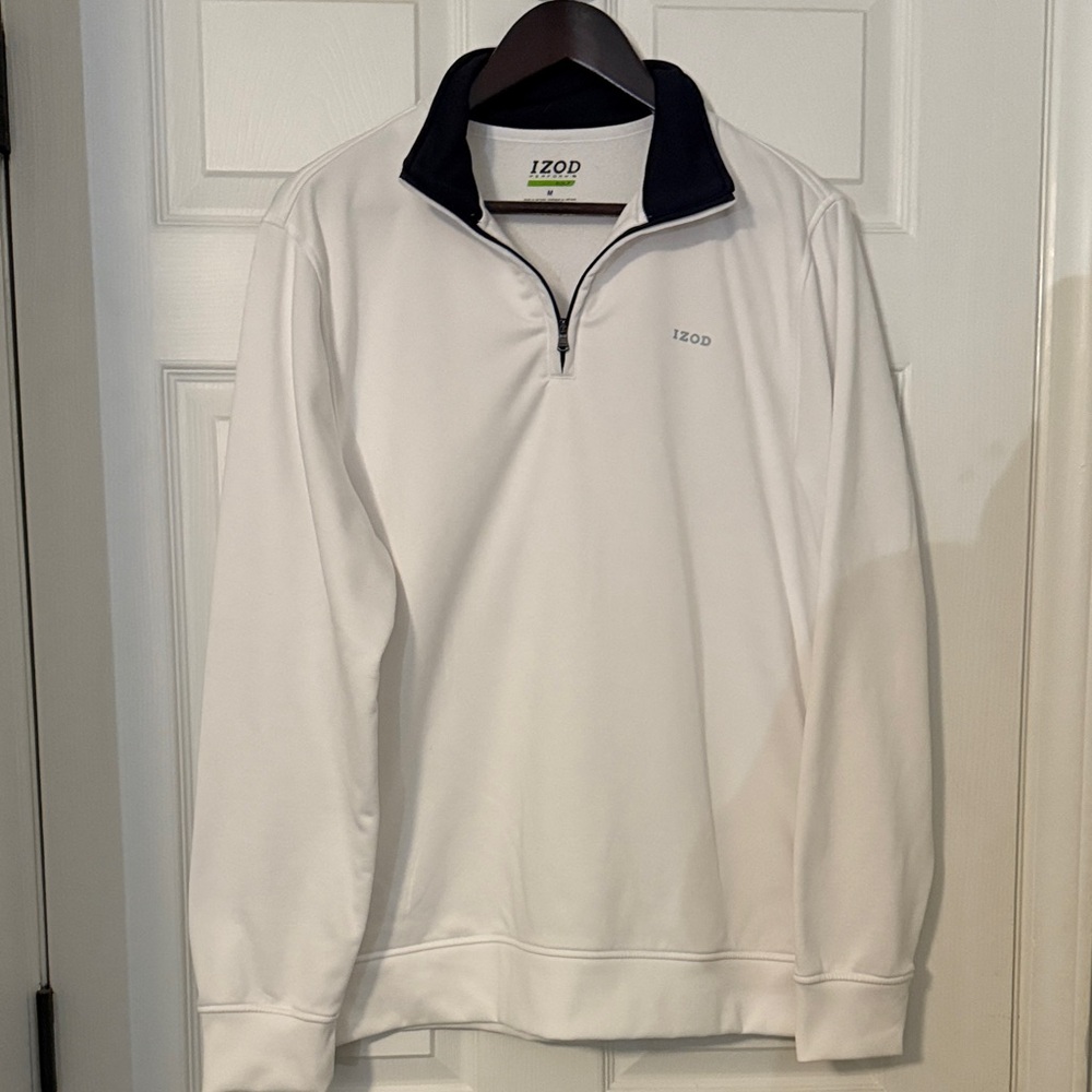 IZOD Men's White Golf Zip-Up Sweater